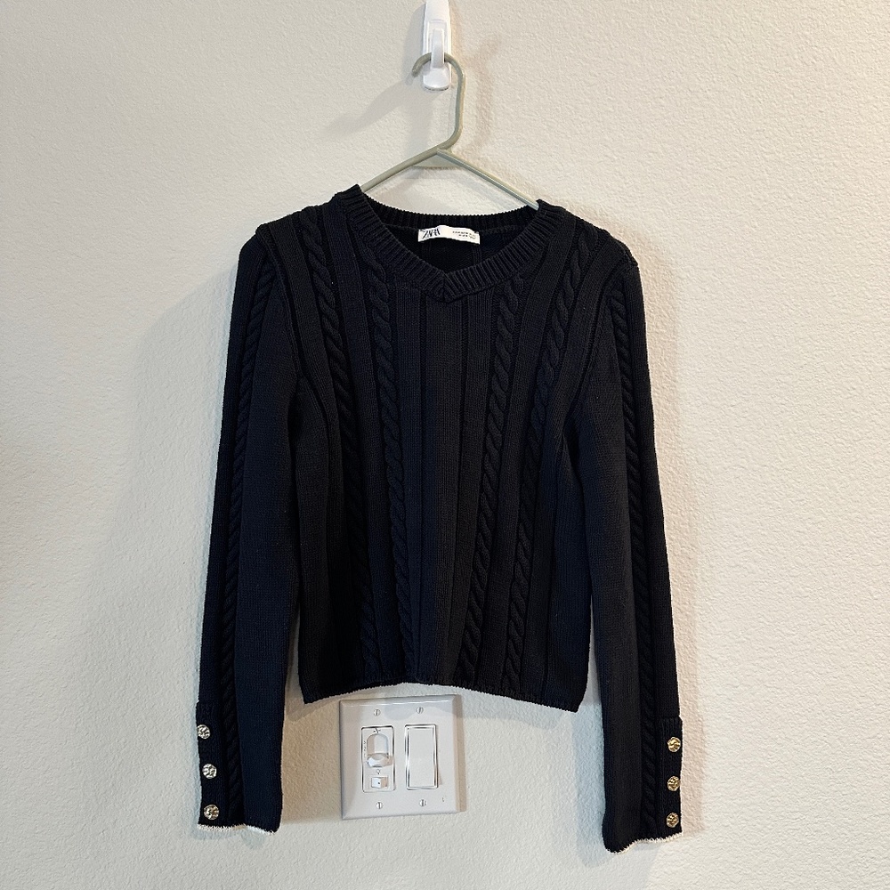 Zara Cropped Sweater in Navy / Size M